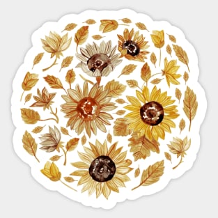 Watercolour Monochrome Sunflowers Sticker